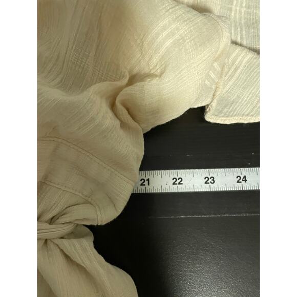 Lulus Womens Wrap Dress Size 3X Beige Woven Tiered Flutter Sleeve Romantic Fairy - Picture 6 of 8